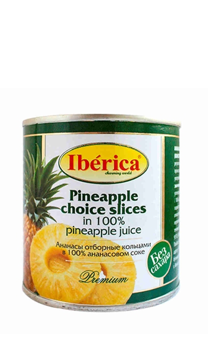 Ананасы отборные кольцами в ананасовом соке “Iberica” 435 мл ж/б