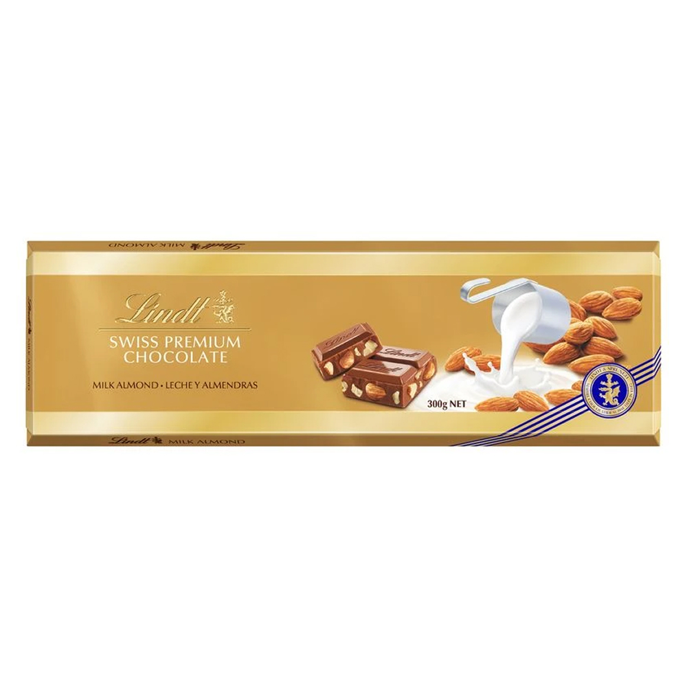 Молочный шоколад Lindt (Линдт) с цельным миндалем 300г